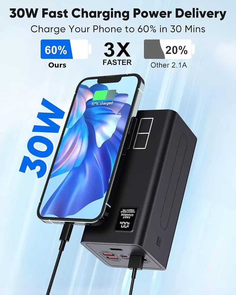 Liahomco 80,000mAh Portable Power Bank – 30W PD Fast Charging, 5 Outputs & LED Display — image 2