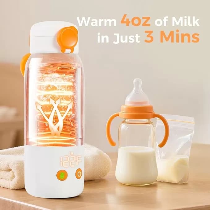 ABUCIRAL Portable Bottle Warmer for Travel – 12 oz Cordless Baby Milk Warmer, 2-Min Fast Heating, 4 Temperature Settings, 20+ Hour Keep Warm, USB-C Rechargeable, 316 Stainless Steel for Breast Milk, Formula & Water — image 4