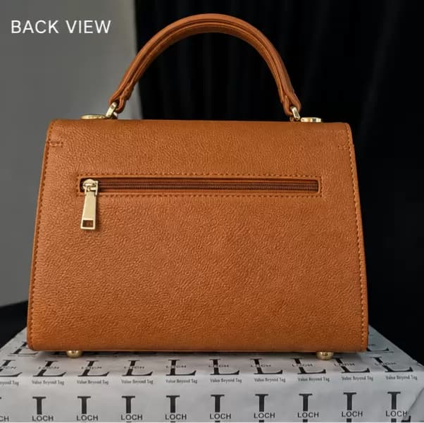 Elegant Structured Brown Top-Handle Handbag — image 4