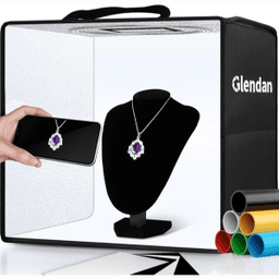 Glendan Portable Photo Studio Light Box,12"x12" Professional Dimmable Shooting Tent Kit with 112 LED Lights & 6 Backdrops for Jewelry and Small Items Product Photography's Image