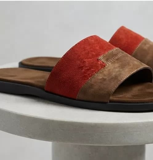 Men's Color-Block Suede Slip-On Casual Sandals — image 1