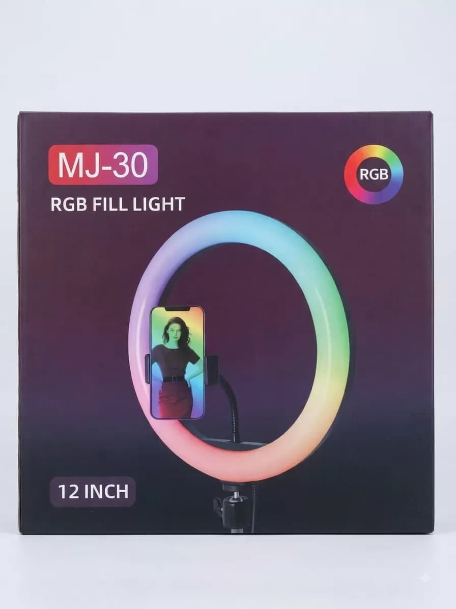 MJ-30 12-Inch RGB LED Ring Light with Tripod Stand and Smartphone Holder — image 1