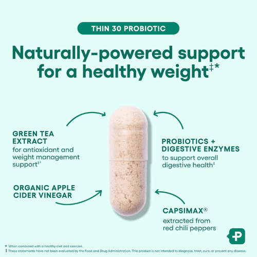 Physician's CHOICE Thin 30 – Probiotics for Weight Management & Gut Health, 6 Strains, Cayenne & Green Tea, 30 Capsules — image 2
