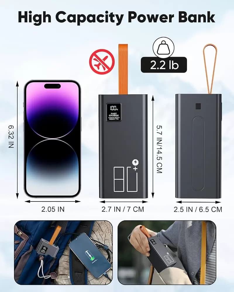 Liahomco 80,000mAh Portable Power Bank – 30W PD Fast Charging, 5 Outputs & LED Display — image 4