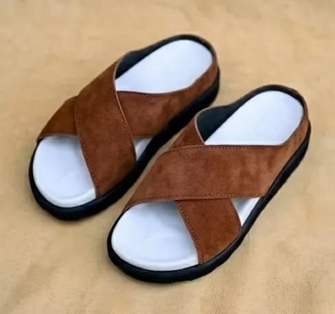 Men's Minimalist Criss-Cross Suede Slide Sandals — image 2