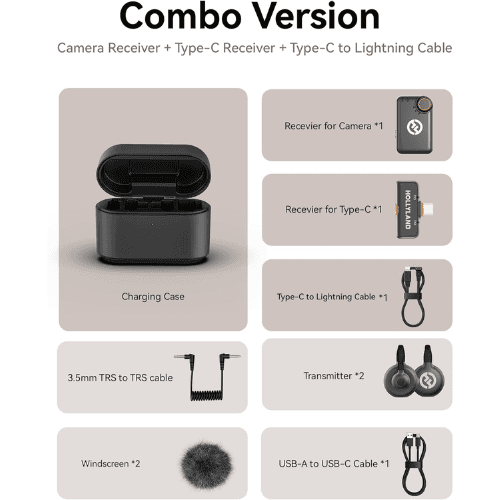 Hollyland Lark M2S Combo Wireless Microphone (Camera RX + USB-C RX + Lightning Cable) – Noise-Cancelling Mic for iPhone, Android, Camera, PC – Titanium Clip, 30H Battery, Ideal for Vlogs, Interviews, Content Creation — image 8