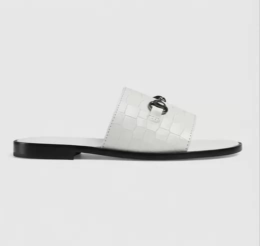 Men's Luxury White Crocodile-Embossed Slip-On Sandals — image 2