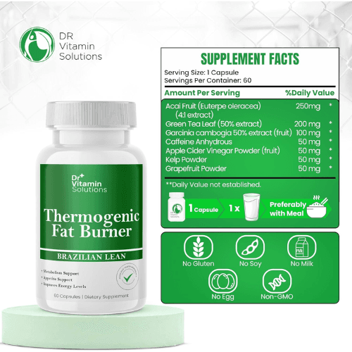 DR VITAMIN SOLUTIONS Thermogenic Fat Burner Brazilian Lean – Metabolism Booster & Appetite Suppressant, 60 Capsules — image 4