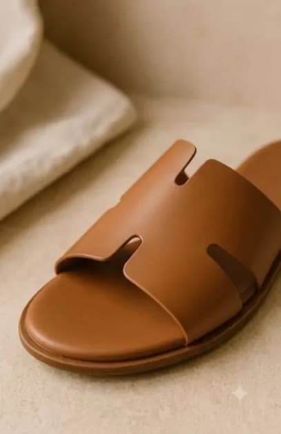 Classic Tan Cutout Slide Sandals — image 3