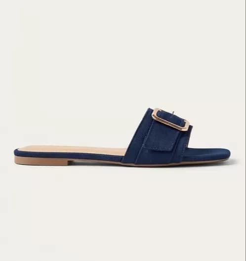 Women's LOFT Denim Slide Sandals with Gold-Tone Buckle — image 3