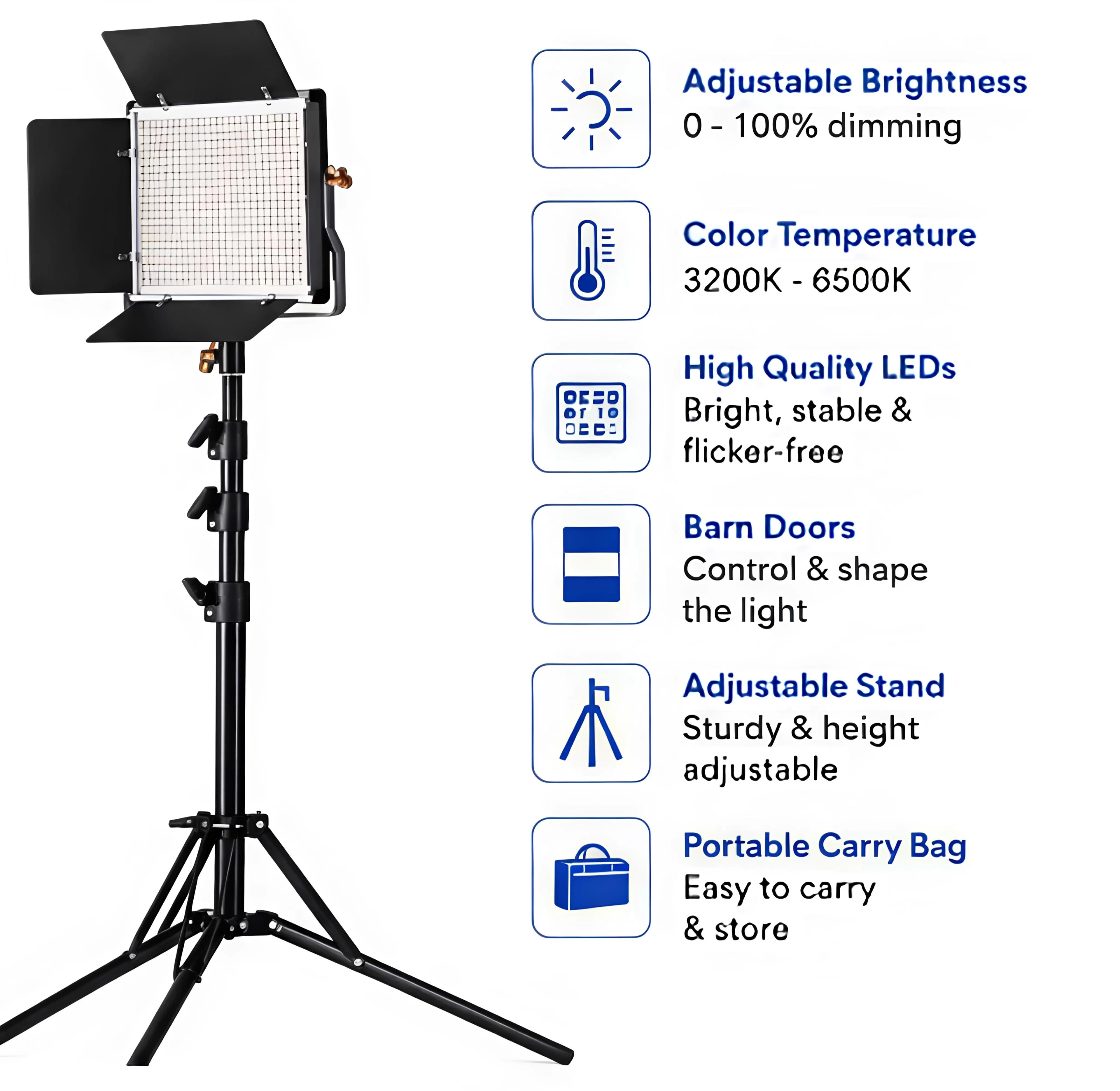 Pro LED 600 Varicolor Photo & Video LED Light Kit with Stand — image 2