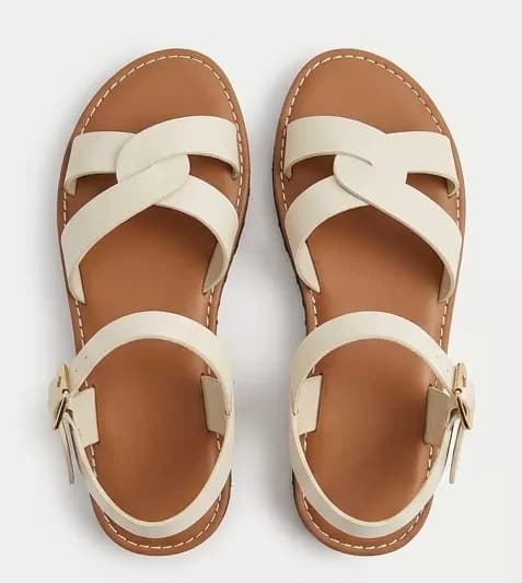 Elegant Cream White Cross-Strap Ankle-Strap Flat Sandals — image 2