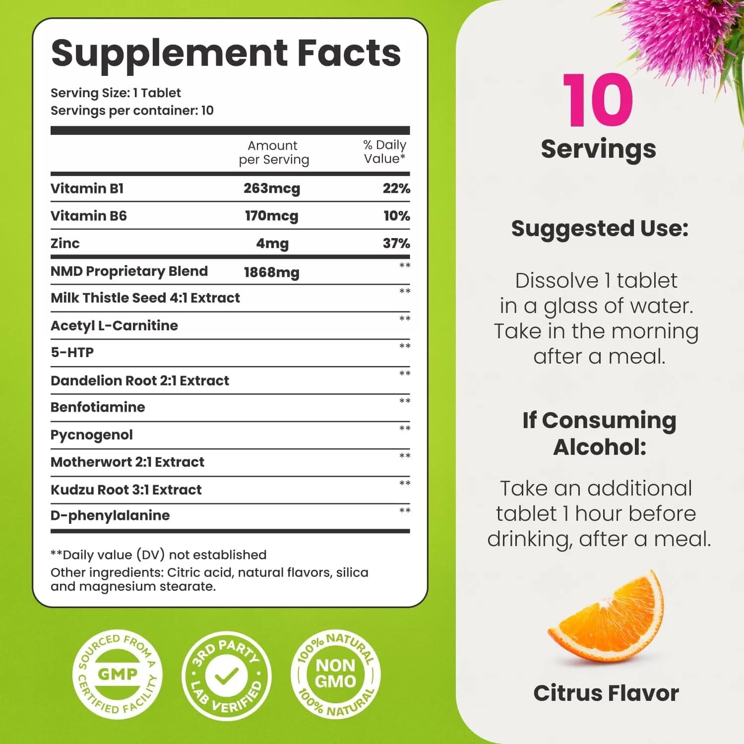 NoMoreDrinks Anti-Alcohol Craving & Liver Detox Support Supplement – 11-in-1 Herbal Formula with Organic Milk Thistle & 5-HTP – Fast-Acting Craving Relief & Energy Support – 1 Tub (Tablet Form) — image 9