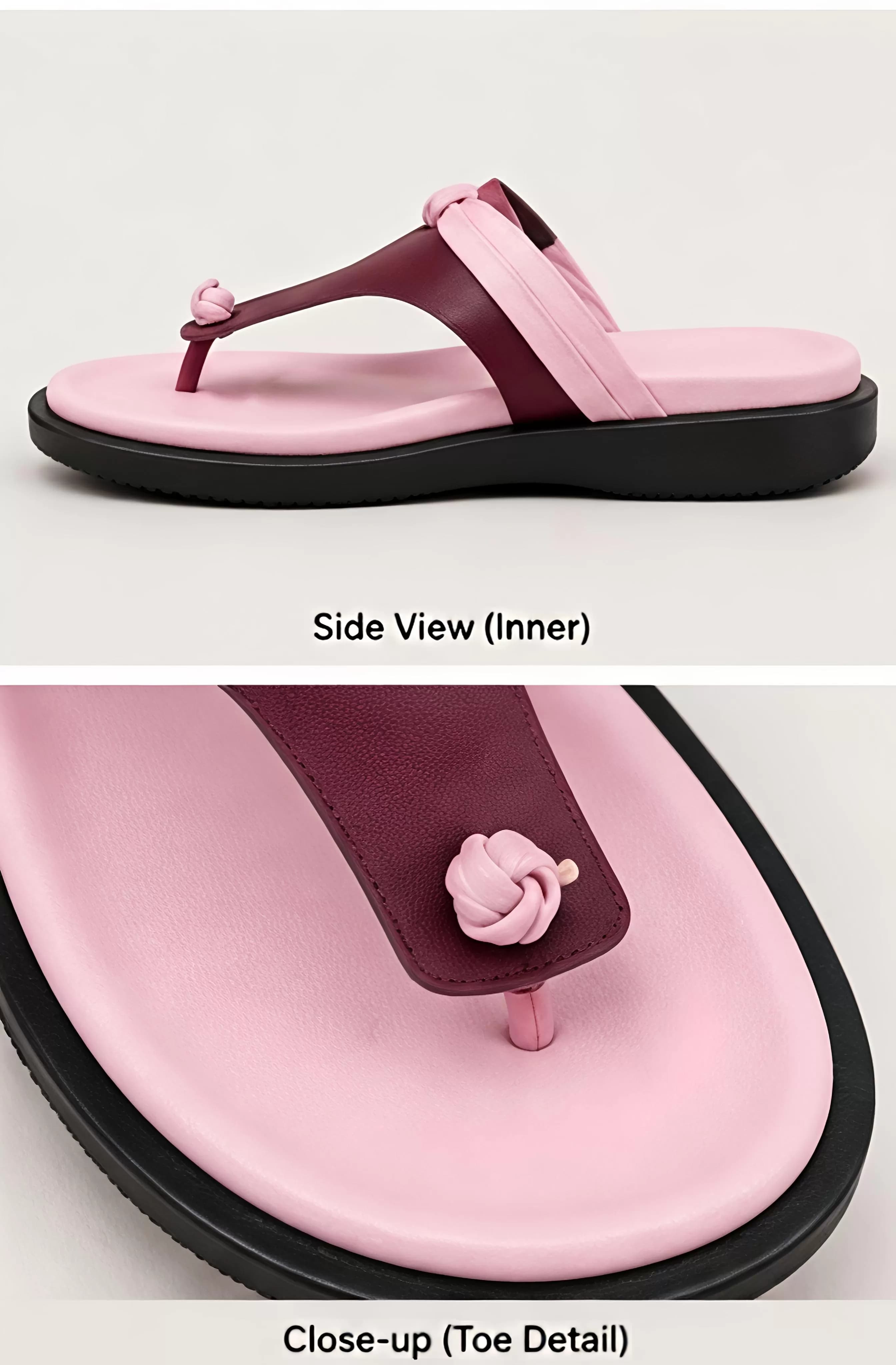 Women's Pink and Maroon Platform Toe-Ring Sandals — image 3