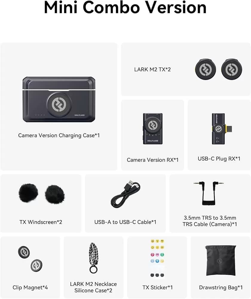 Hollyland LARK M2 Wireless Lavalier Microphone System – 2-Person Mic with Noise Cancellation, 300m Range, Camera & USB-C — image 8
