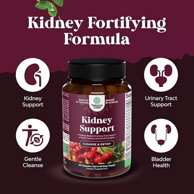 Natures Craft Advanced Kidney Cleanse & Urinary Tract Support – Cranberry, Uva Ursi, Stinging Nettle & Astragalus – Vegan – 60 Capsules — image 2