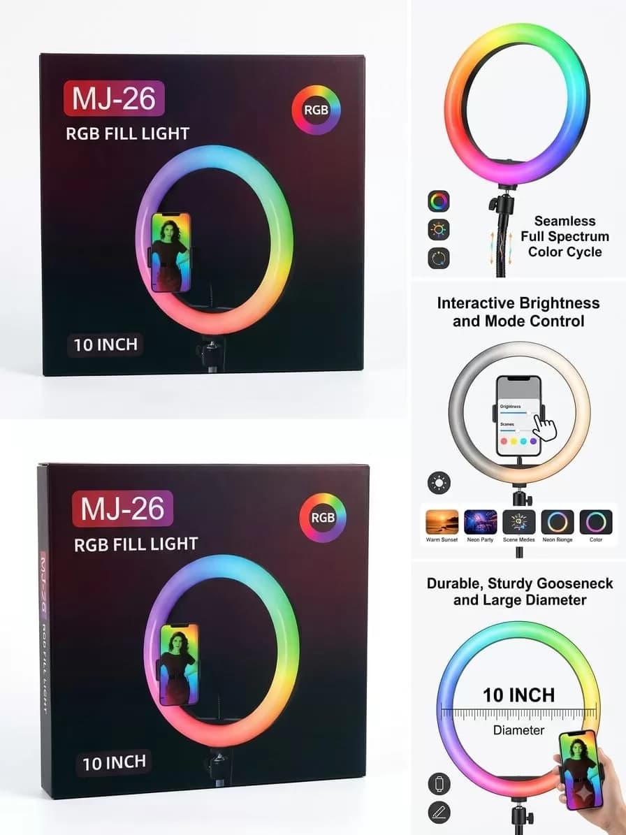 MJ-26 10-Inch RGB LED Ring Fill Light — image 1