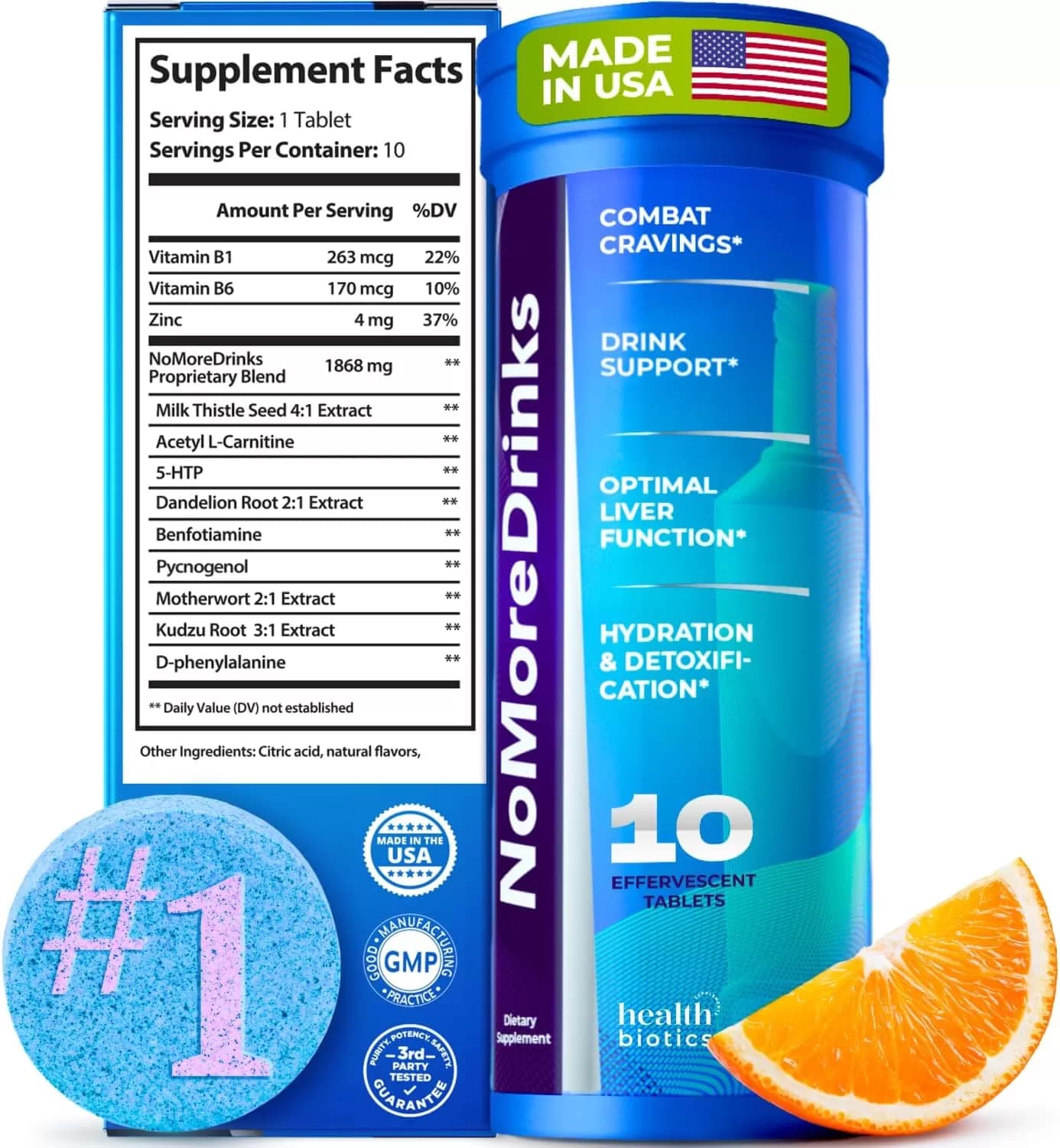 NoMoreDrinks Anti-Alcohol Craving & Liver Detox Support Supplement – 11-in-1 Herbal Formula with Organic Milk Thistle & 5-HTP – Fast-Acting Craving Relief & Energy Support – 1 Tub (Tablet Form) — image 1