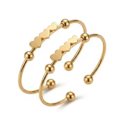 Triple Heart Accent Gold Bangle's Image