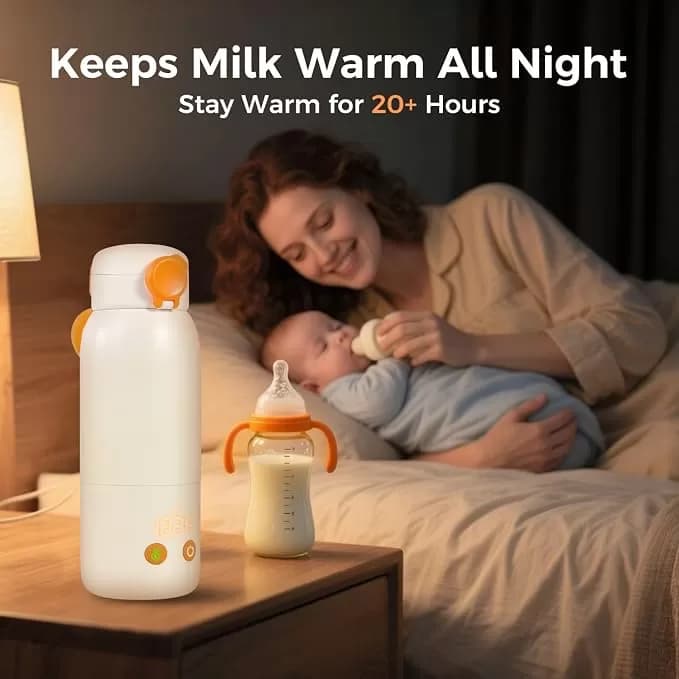 ABUCIRAL Portable Bottle Warmer for Travel – 12 oz Cordless Baby Milk Warmer, 2-Min Fast Heating, 4 Temperature Settings, 20+ Hour Keep Warm, USB-C Rechargeable, 316 Stainless Steel for Breast Milk, Formula & Water — image 6