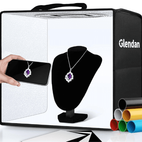 Glendan Portable Photo Studio Light Box,12"x12" Professional Dimmable Shooting Tent Kit with 112 LED Lights & 6 Backdrops for Jewelry and Small Items Product Photography — image 4