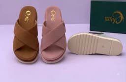 Clyric Women's Suede Cross-Strap Platform Slide Sandals's Image