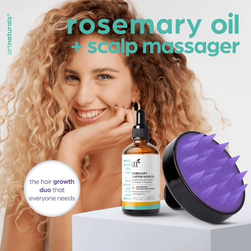 ArtNaturals Organic Rosemary & Castor Hair Growth Oil + Scalp Massager Set – Nourishing & Strengthening Formula — image 7