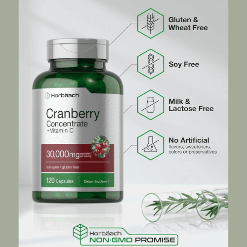 Horbäach Cranberry Concentrate Extract Pills + Vitamin C – Triple Strength Formula — image 6