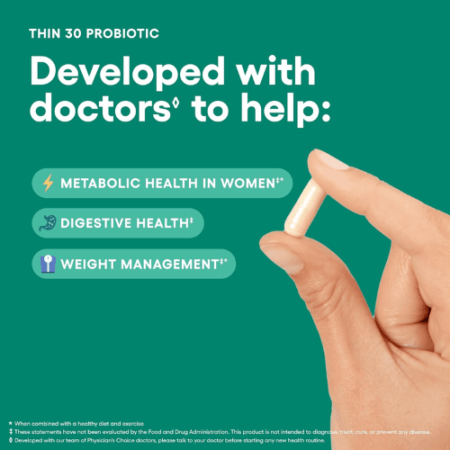 Physician's CHOICE Thin 30 – Probiotics for Weight Management & Gut Health, 6 Strains, Cayenne & Green Tea, 30 Capsules — image 4