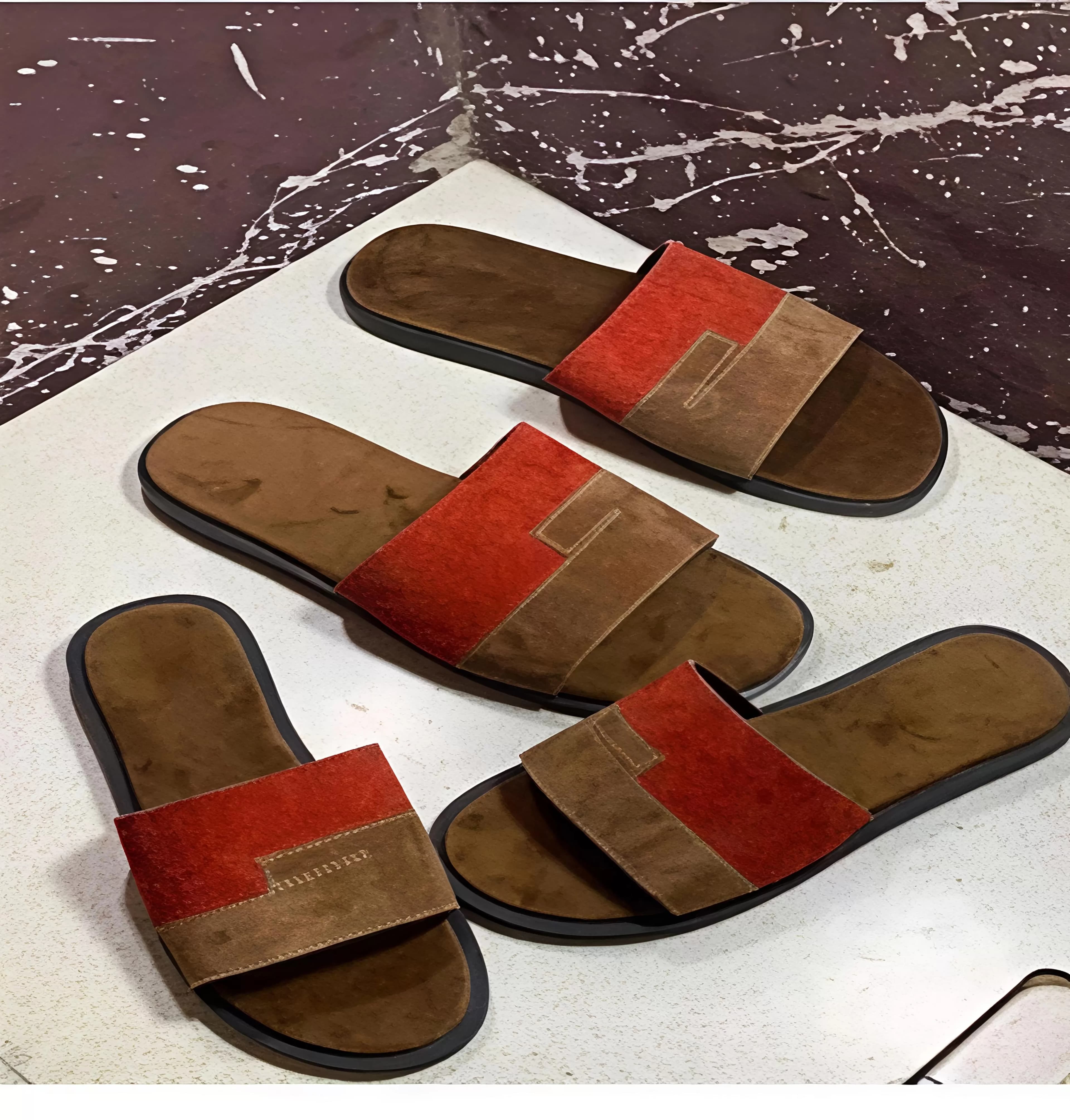 Men's Color-Block Suede Slip-On Casual Sandals — image 2