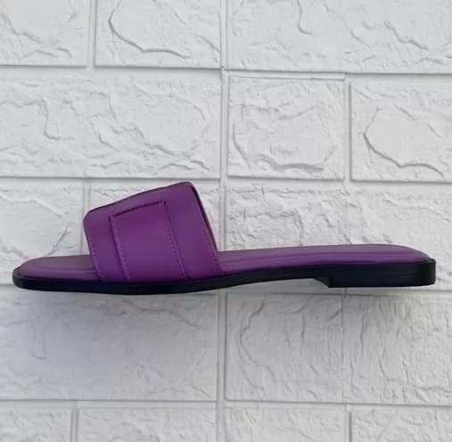 Women's Chic Two-Tone Pink & Purple "H" Strap Flat Slide Sandals — image 3