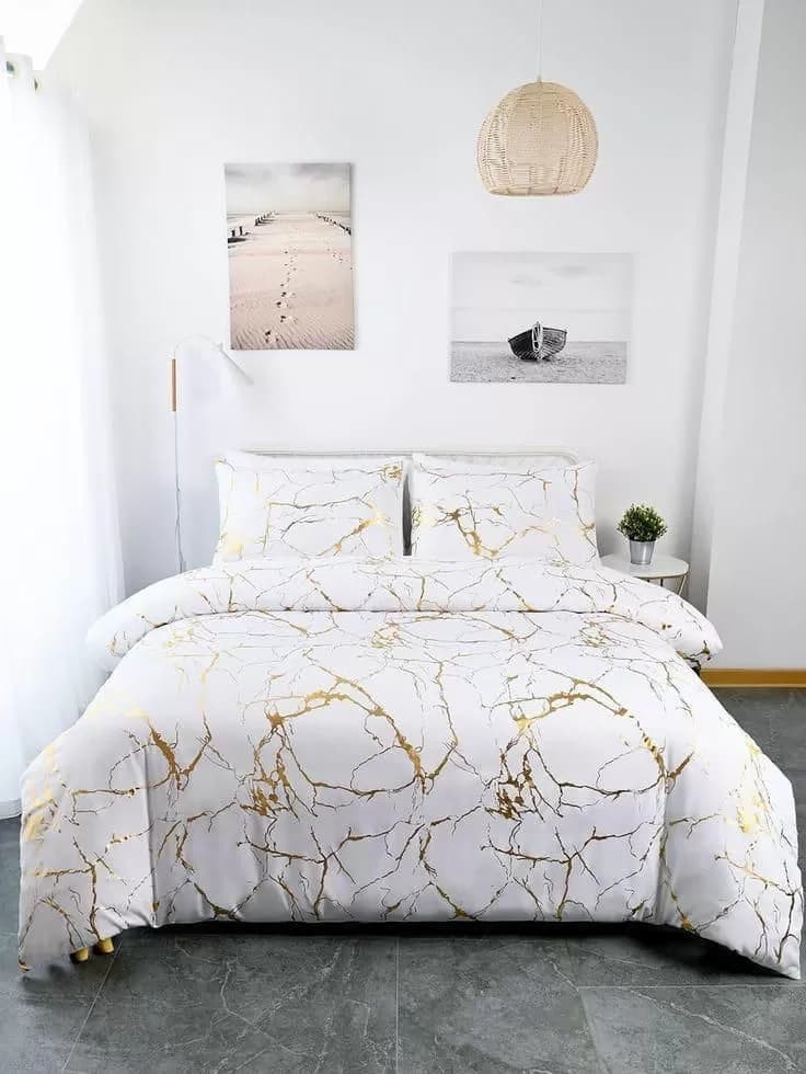 White Gold Marble Premium Bedding Set — image 2