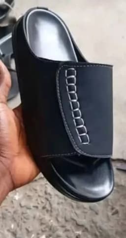 Elite Stitch Premium Leather Mule Slide – Black's Image