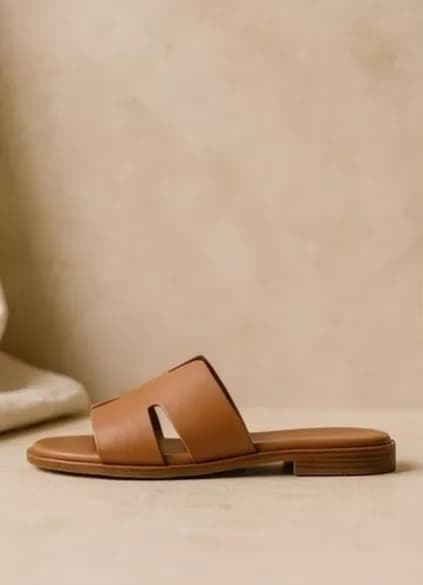 Classic Tan Cutout Slide Sandals — image 2