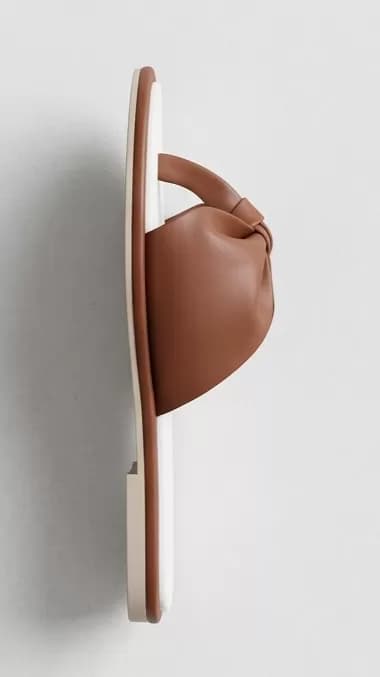Chic Tan and White Bow Thong Flat Sandals — image 4