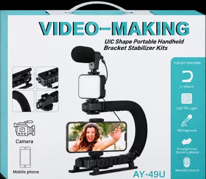AY-49U U/C Shape Portable Handheld Video-Making Bracket Stabilizer Kit — image 1