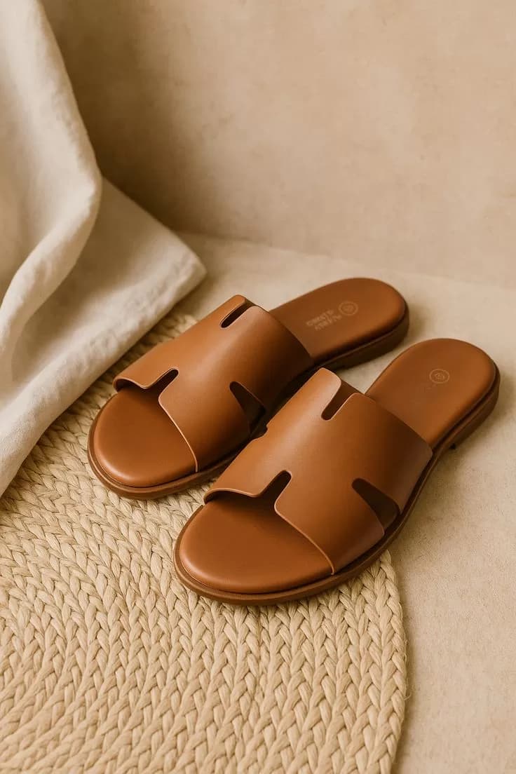 Classic Tan Cutout Slide Sandals — image 4