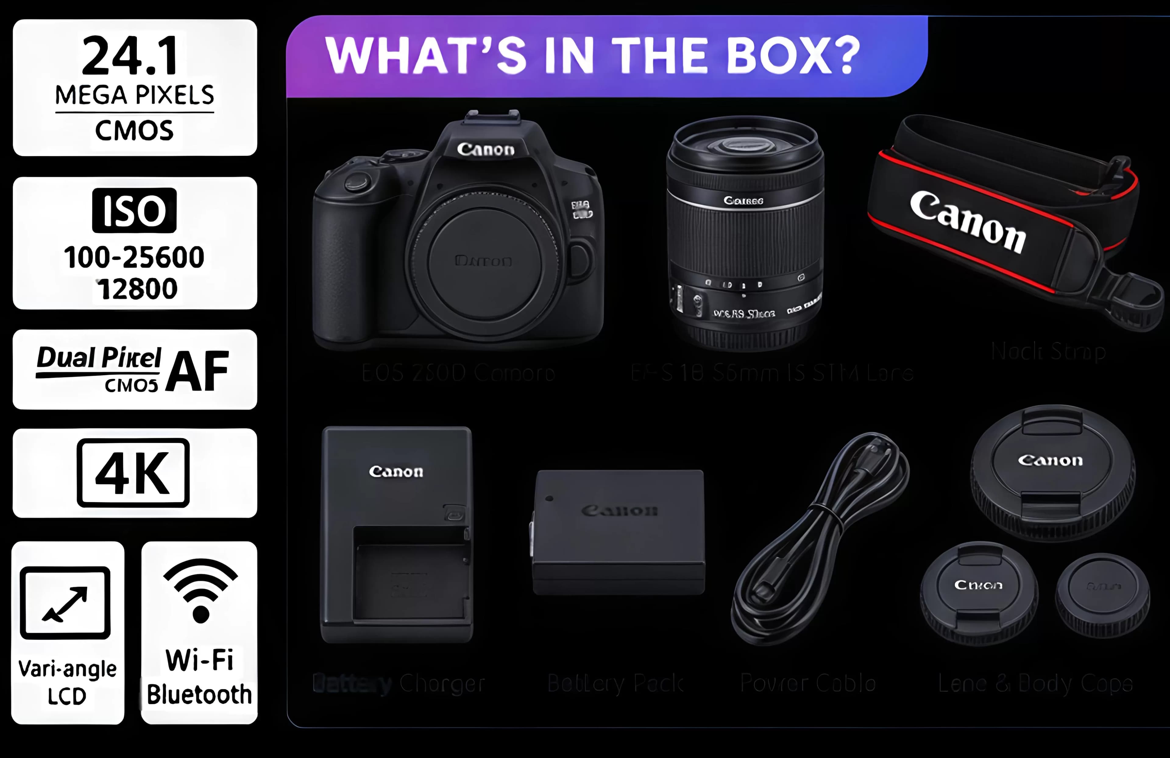 Canon EOS 250D Digital Camera with EF-S 18-55mm IS STM Kit — image 3