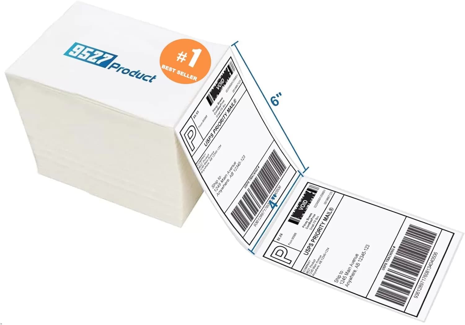 9527 Product 4x6 Direct Thermal Shipping Labels – 500 Fanfold White Labels, Perforated with Strong Adhesive, Compatible with Rollo, Zebra, MUNBYN and More — image 1