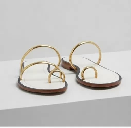 Women's Chic Gold-Trimmed Toe-Ring Flat Sandals — image 3