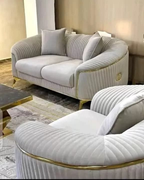 Premium Ribbed Velvet Sofa Set — image 1