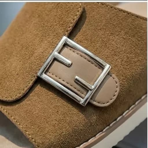 Men's Premium Suede Buckle Slide Sandals – Tan & Beige — image 4