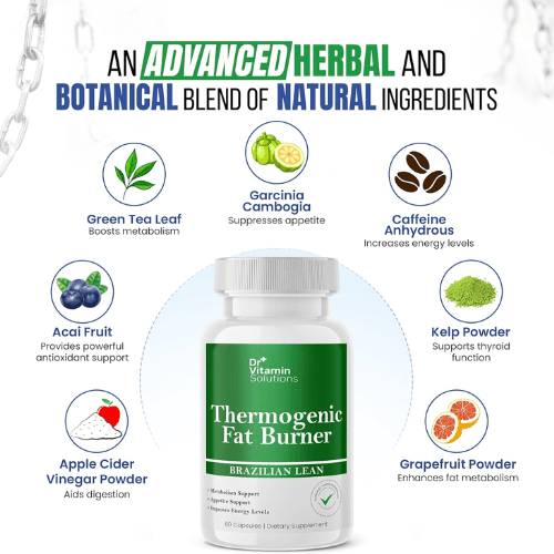 DR VITAMIN SOLUTIONS Thermogenic Fat Burner Brazilian Lean – Metabolism Booster & Appetite Suppressant, 60 Capsules — image 2
