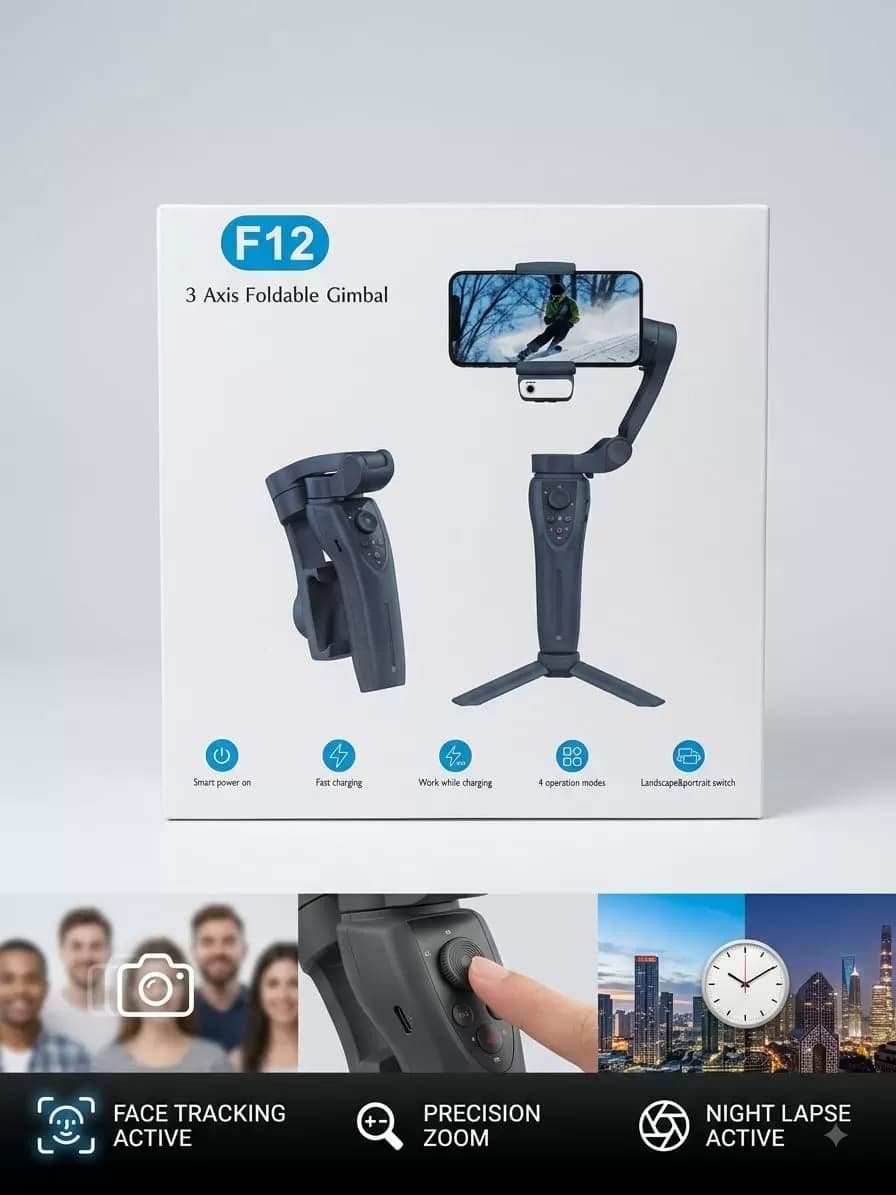 F12 3-Axis Foldable Smartphone Gimbal Stabilizer — image 1