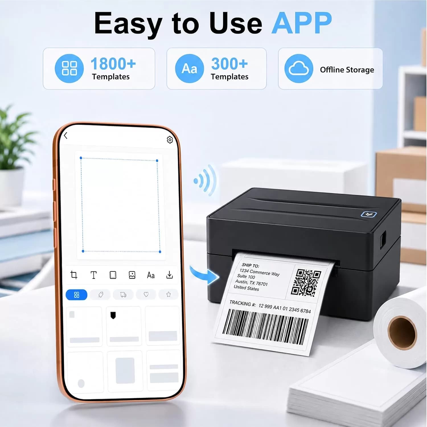 Black NULLTONEX Y813 4x6 Bluetooth Thermal Shipping Label Printer – Wireless Label Maker for iPhone, Android, Windows & Mac — image 4