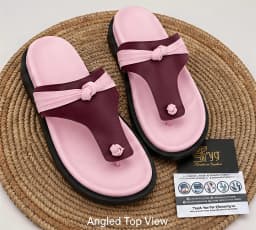 Women's Pink and Maroon Platform Toe-Ring Sandals's Image