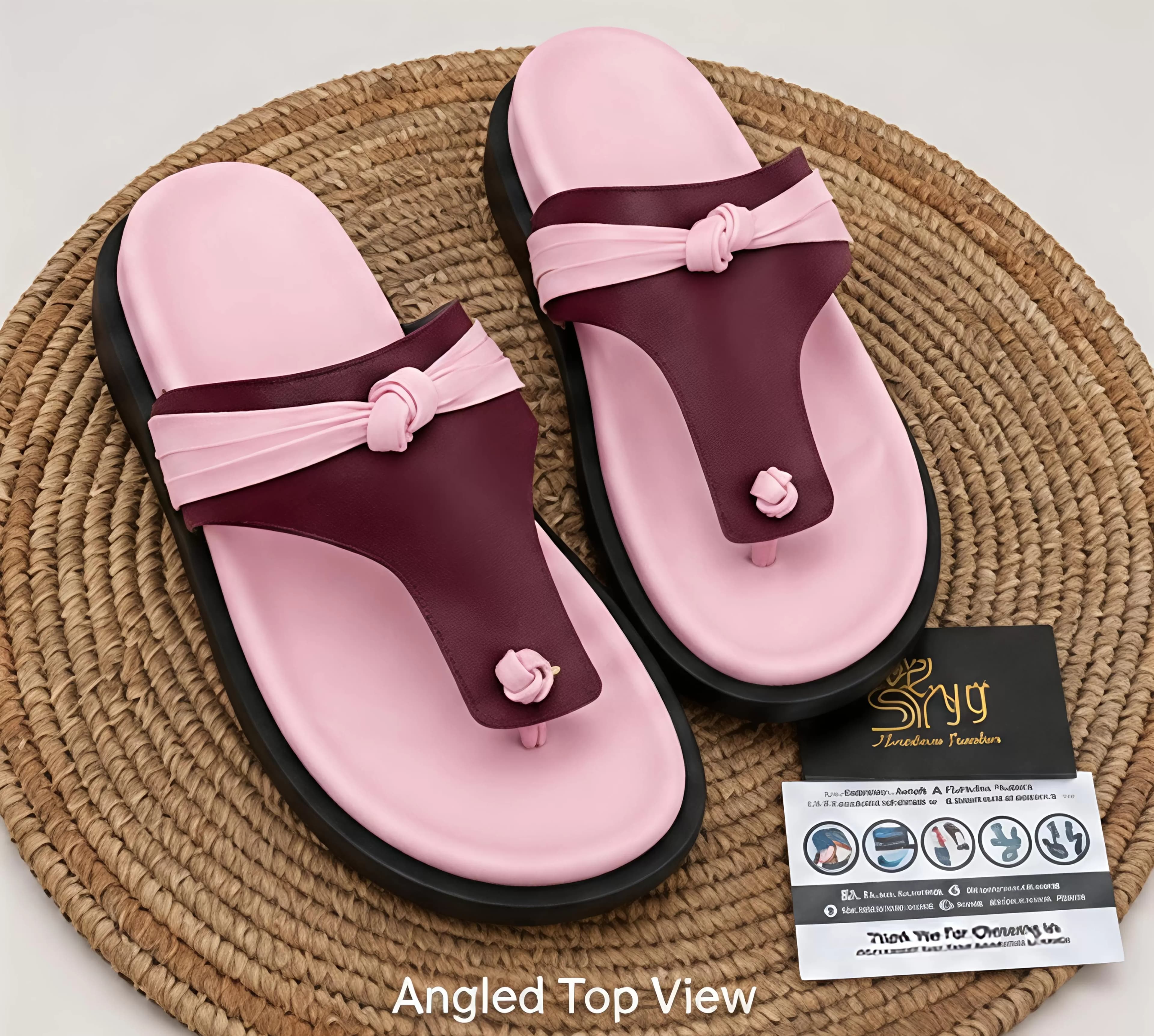 Women's Pink and Maroon Platform Toe-Ring Sandals — image 1