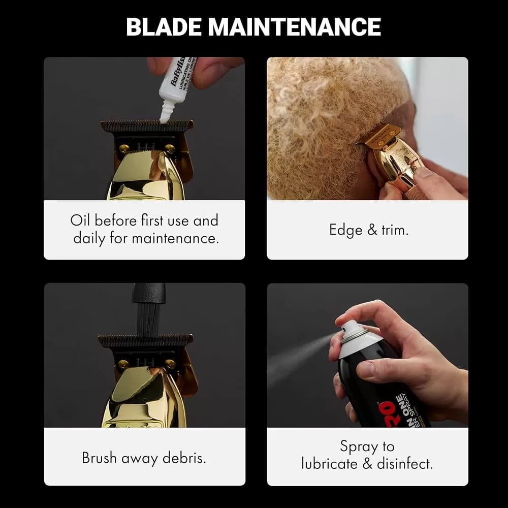 BaBylissPRO GoldFX FX787NG Professional Cordless Hair Trimmer – High-Torque Brushless Motor, DLC Titanium T-Blade, USB-C Charging, Gold — image 4