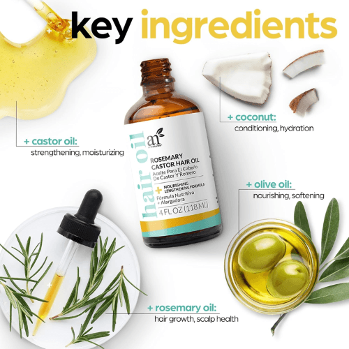 ArtNaturals Organic Rosemary & Castor Hair Growth Oil + Scalp Massager Set – Nourishing & Strengthening Formula — image 4