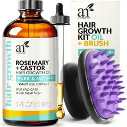 ArtNaturals Organic Rosemary & Castor Hair Growth Oil + Scalp Massager Set – Nourishing & Strengthening Formula's Image